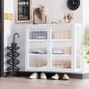 Retro Style Haze Double Glass Door Wall Cabinet With Detachable Shelves for Office, Dining Room,Living Room, Kitchen and Bathroom White Color