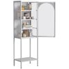 Metal Glass Door Display Storage Cabinet - 5-Tier Cube Bookshelf Storage Cabinet with 3 Adjustable Shelves For kitchen, dining room, living room