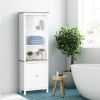 69'' Freestanding Storage Cabinet, Bathroom Linen Tower, Kitchen Cupboard, Buffet Cabinet, Bookcase with Double Door 3-Tier Shelf for Home Office