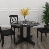 Dining Table for Farmhouse Kitchen 59x43 Inch Expandable Oval Table Top with Removable Leaf Trestle X Shaped Base Black