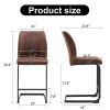 A set of two brown chairs, including suede cushions and black metal legs. Small size, suitable for select groups, suitable for dining room, kitchen