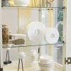 Lighted Glass Curio Display Cabinet,Display Cabinet,Glass Storage Cabinet Glass Wine cabinet Wood Frame Toy Display for Living Room, Kitchen
