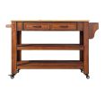 57 inch Rolling Kitchen Island with Storage,Kitchen Cart with Solid OAK Wood Top,Two-sided Kitchen island Cart on Wheels ,Wine and Spice Rack