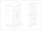 50" LED Kitchen Pantry Cabinet,Freestanding Buffet Cupboards Sideboard with 2 Doors with Racks and 2 Adjustable Shelves for Kitchen