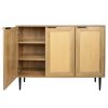 47.24 '' Wide Elegant Kitchen Buffet Storage Cabinet with 3 Rattan Doors for Bedroom Living Room Kitchen Cupboard Wooden Furniture with 3-Tier Shelvin