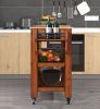 57 inch Rolling Kitchen Island with Storage,Kitchen Cart with Solid OAK Wood Top,Two-sided Kitchen island Cart on Wheels ,Wine and Spice Rack