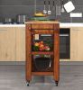 57 inch Rolling Kitchen Island with Storage,Kitchen Cart with Solid OAK Wood Top,Two-sided Kitchen island Cart on Wheels ,Wine and Spice Rack