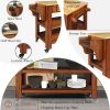 57 inch Rolling Kitchen Island with Storage,Kitchen Cart with Solid OAK Wood Top,Two-sided Kitchen island Cart on Wheels ,Wine and Spice Rack