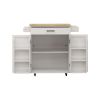 Kitchen island rolling trolley cart with 1 drawer & 2 doors with storage racks & Adjustable Shelves & towel rack & seasoning rack rubber wood table to