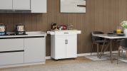 Kitchen island rolling trolley cart with 1 drawer & 2 doors with storage racks & Adjustable Shelves & towel rack & seasoning rack rubber wood table to