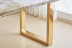 Luxurious Faux Marble MDF Dinning Table for 6 or 8, Rectangular 70.9"L*35.4"W*29.8"H, Thick and solid Stainless Steel Legs, Durable sturdy