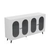 Modern Accent Sideboard Cabinet with Acrylic Doors, Freestanding Storage Cupboard Console Table for Kitchen Dining Living Room Hallway Office, White