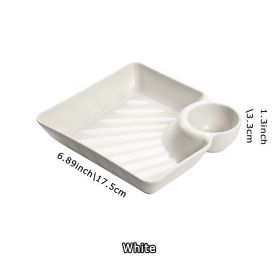 1pc Dumpling Plate With Sauce Dish; Potato; Water; Dumplings; Plate With Vinegar; Dinner Plate; Household Creative Square Serving Plate With Vinegar S (Color: White, Quantity: 1Pc)
