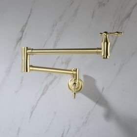 Pot Filler Faucet Wall Mount (Color: Gold)
