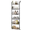 6 Tier Over Door Pantry Organizer Hanging Hooks Door Storage Rack Carbon Steel Basket 62.99in Over Door Shelf for Kitchen Bathroom
