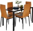 Best Choice Products 5-Piece Glass Dining Set, Modern Kitchen Table Furniture for Dining Room, Dinette, Compact Space-Saving