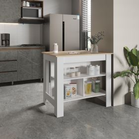 Cortes Kitchen Island 2-Tier Shelf 40" Width and large Work Top (Color: as Pic)