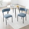Dining Chairs Set of 2,Round Upholstered Sherpa Fabric Dining Room Chairs with Curved Backrest