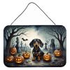 NEW Dachshund Spooky Halloween Wall or Door Hanging Prints Aluminum Metal Sign Kitchen Wall Bar Bathroom Plaque Home Decor, 8HX12W, Multicolor