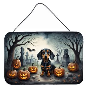 NEW Dachshund Spooky Halloween Wall or Door Hanging Prints Aluminum Metal Sign Kitchen Wall Bar Bathroom Plaque Home Decor, 8HX12W, Multicolor (Default: Default)