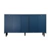 Modern Kitchen Pantry Storage Cabinet , 55" Coffee Bar Storage Cabinet with 2 Drawers, 2 Open Storage Compartment & 2 Glass Doors