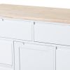 K&K Store Kitchen Cart with Rubber Wood Countertop