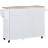 K&K Store Kitchen Cart with Rubber Wood Countertop