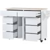 K&K Store Kitchen Cart with Rubber Wood Countertop