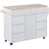 K&K Store Kitchen Cart with Rubber Wood Countertop
