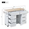 K&K Store Kitchen Cart with Rubber Wood Countertop