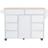 K&K Store Kitchen Cart with Rubber Wood Countertop