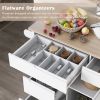 K&K Store Kitchen Cart with Rubber Wood Countertop