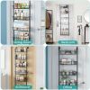 6 Tier Over Door Pantry Organizer Hanging Hooks Door Storage Rack Carbon Steel Basket 62.99in Over Door Shelf for Kitchen Bathroom