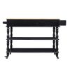 56 inch Rolling Kitchen Island with Storage,Kitchen Cart with Solid OAK Wood Top,Two-sided Kitchen island Cart on Wheels , Wine and Spice Rack