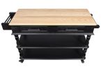 56 inch Rolling Kitchen Island with Storage,Kitchen Cart with Solid OAK Wood Top,Two-sided Kitchen island Cart on Wheels , Wine and Spice Rack
