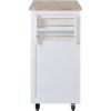 K&K Store Kitchen Cart with Rubber Wood Countertop