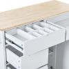 K&K Store Kitchen Cart with Rubber Wood Countertop