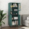 Tall Storage Show Cabinet with 2 Glass Display Door & 2 Doors, Tall Kitchen Pantry Cabinet with Gold Handles, Modern Cabinet Freestanding for Bathroom