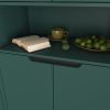 Tall Storage Show Cabinet with 2 Glass Display Door & 2 Doors, Tall Kitchen Pantry Cabinet with Gold Handles, Modern Cabinet Freestanding for Bathroom