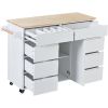 K&K Store Kitchen Cart with Rubber Wood Countertop