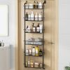 6 Tier Over Door Pantry Organizer Hanging Hooks Door Storage Rack Carbon Steel Basket 62.99in Over Door Shelf for Kitchen Bathroom